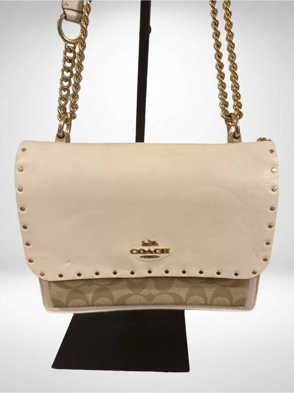 COACH Klare Crossbody Signature Canvas Snakeskin Studded Chain Bag 90400